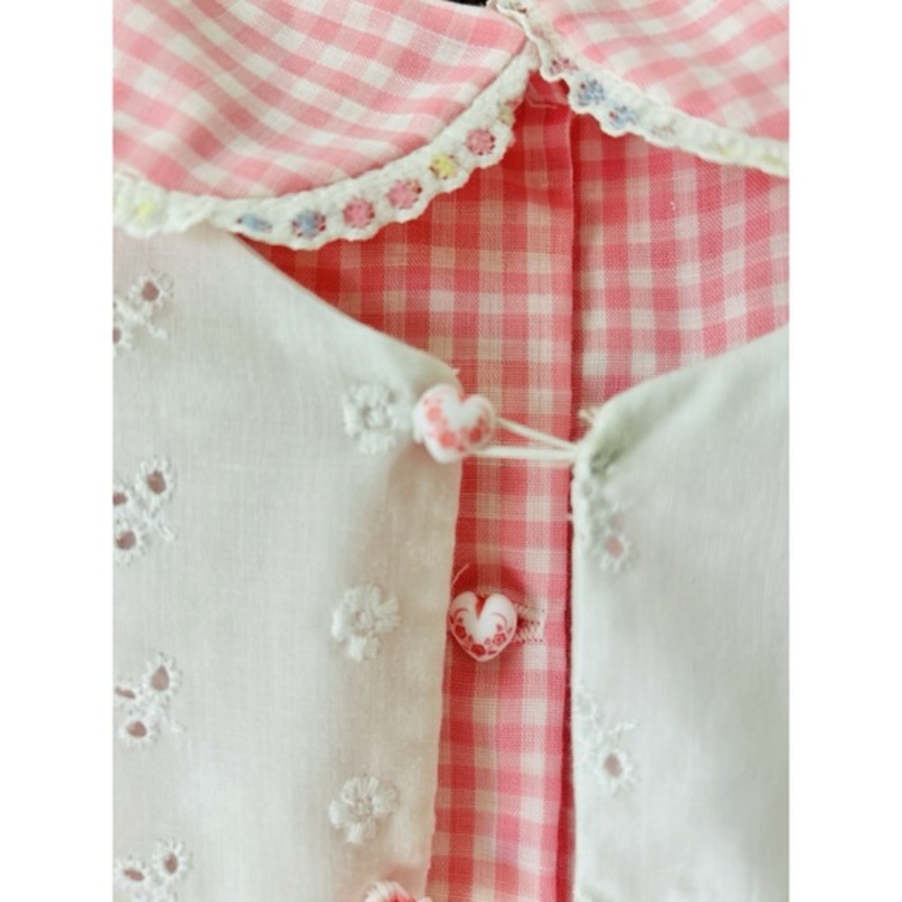 Vintage Handmade Easter Pinafore W/ Bloomers 3 Pc Dress Girls 6-8 Pink Gingham - Picture 5 of 16